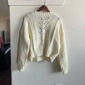 NWT Forever 21 Cream Crew Neck Knit Sweater Top